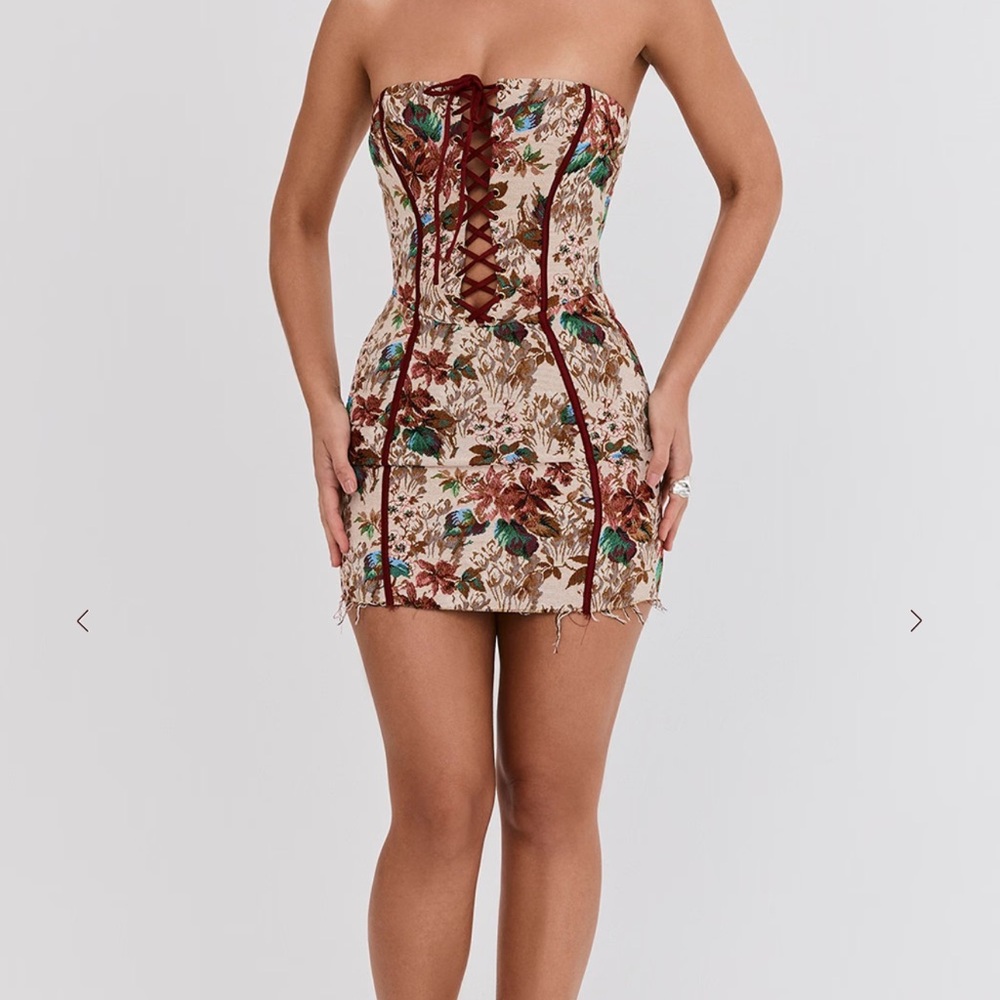 Mistress Rocks Tapestry Jacquard Strapless Dress  Floral Strapless Dress NWT